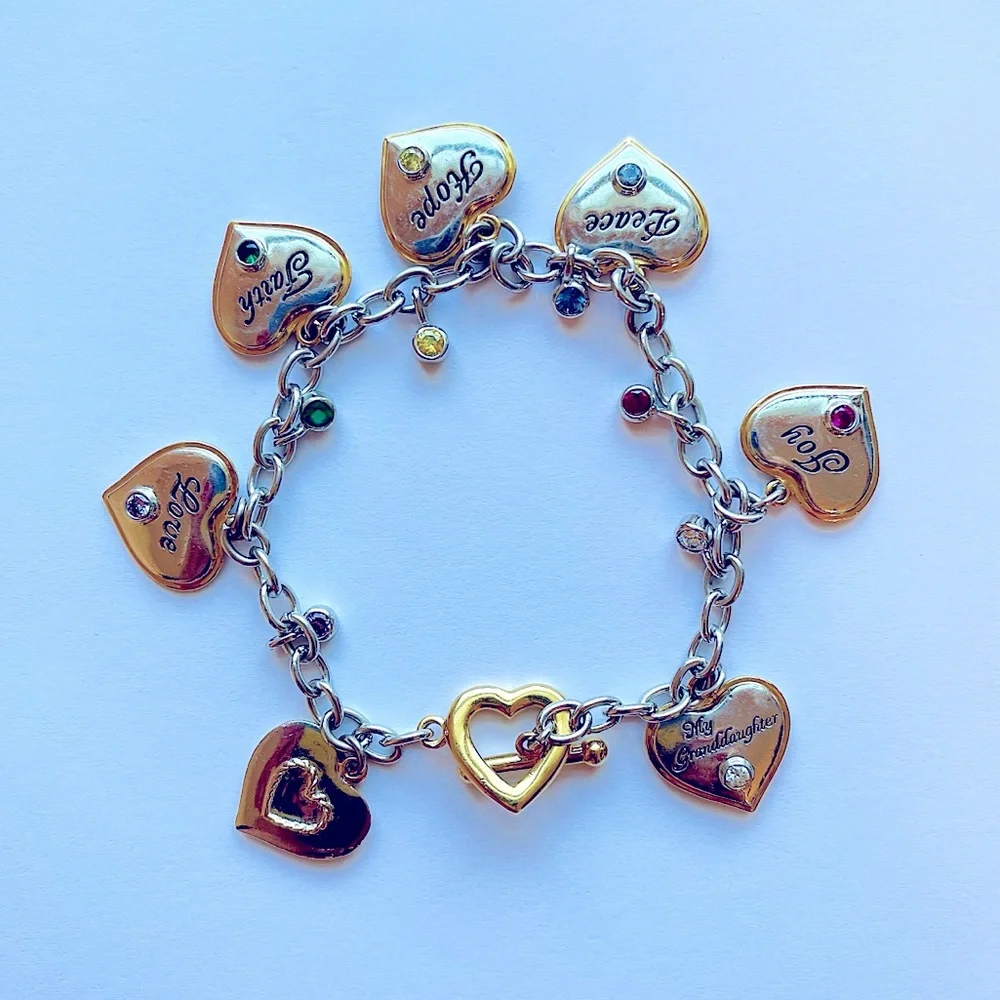 Granddaughter Heart Charm Bracelet: Gift from Grandparents